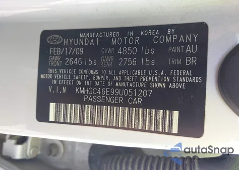 2009 Hyundai Genesis 3.8 из США, поврежденный, VIN KMHGC46E99U051207